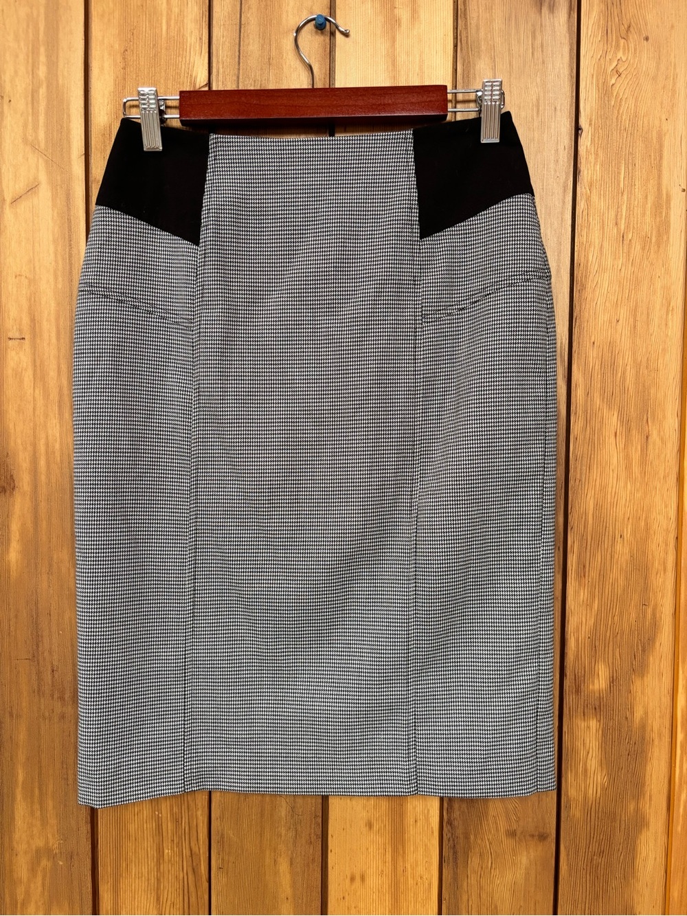 Vintage Le Chateau Houndstooth Y2K Colorblock Pencil Skirt Made In Canada 1/2